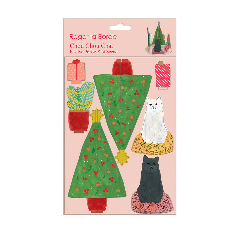 Chou Chou Chat Cat Christmas Scene Pop and Slot Christmas Decoration Roger la Borde