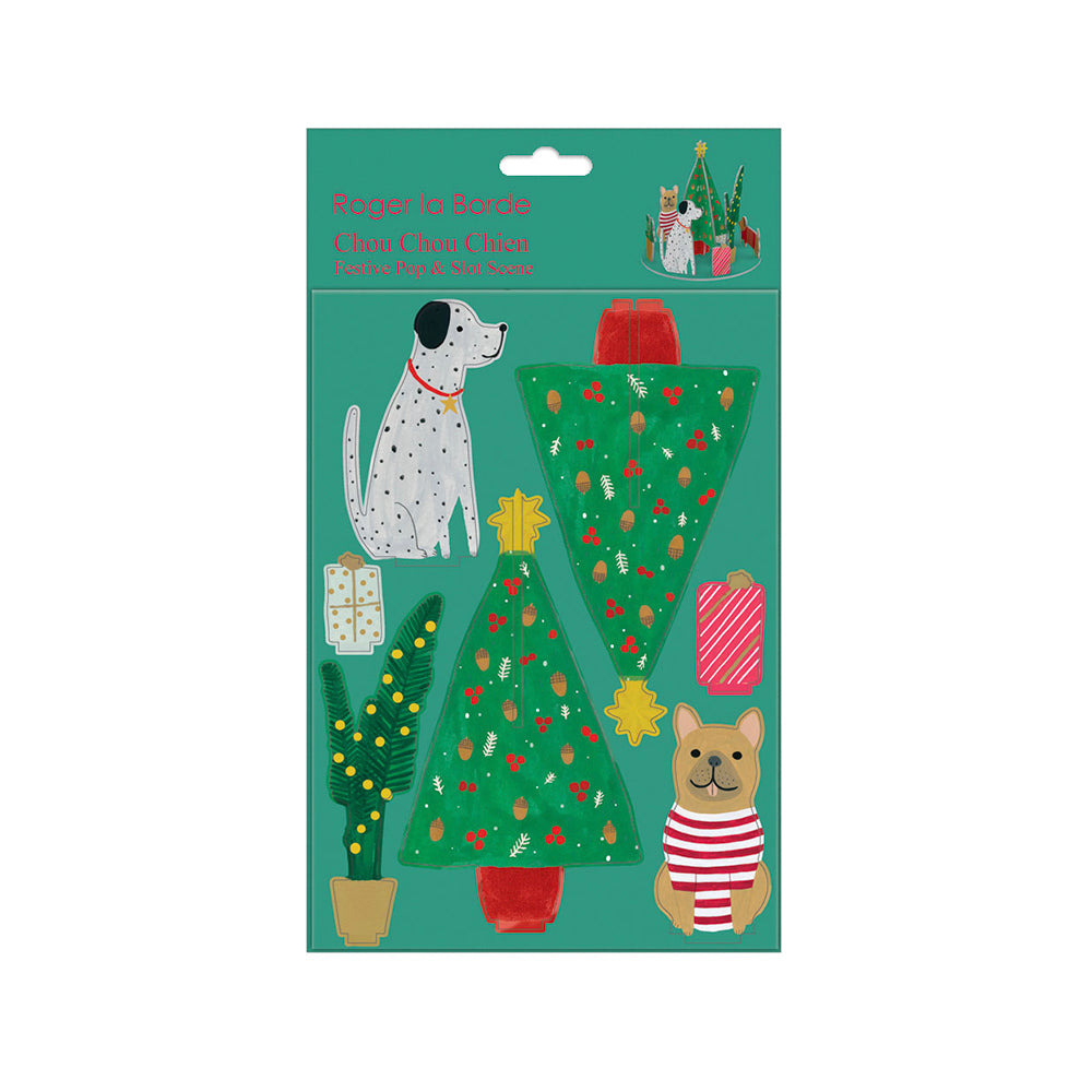 Chou Chou Chien Dog Christmas Scene Pop and Slot Christmas Decoration Roger la Borde