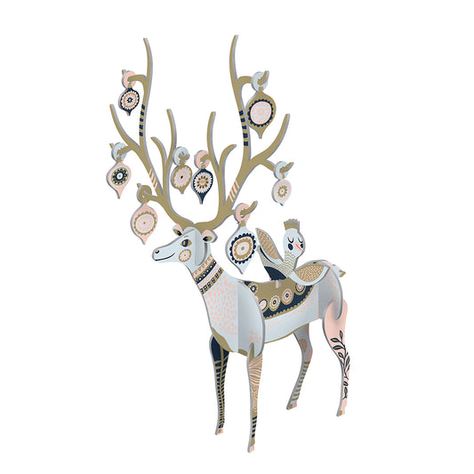 Folksy Reindeer Blue Pop and Slot Roger la Borde 3D Christmas Decoration