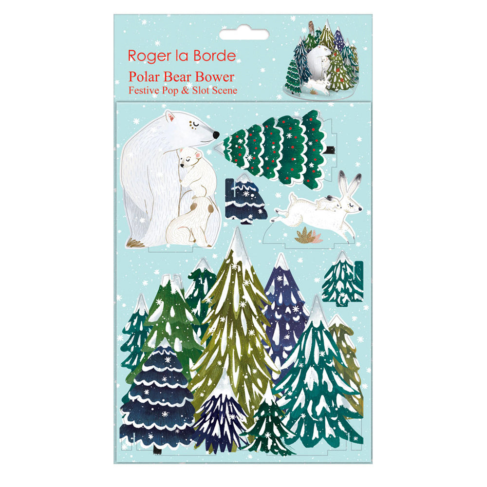 Polar Bear Bower Christmas Scene Pop and Slot Christmas Decoration Roger la Borde