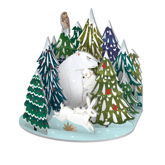 Polar Bear Bower Christmas Scene Pop and Slot Christmas Decoration Roger la Borde