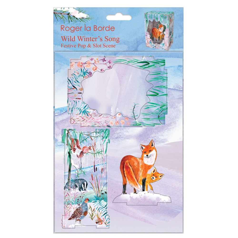 Wild Winters Fox Pop & Slot Diorama  Christmas Decoration Roger la Borde