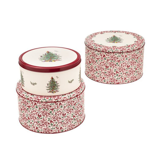 Spode set of 3 Christmas Tins Set of 3 Round Cake Tins 250 (d) x 145mm 225 (d) x 120mm 195 (d) x 95mm