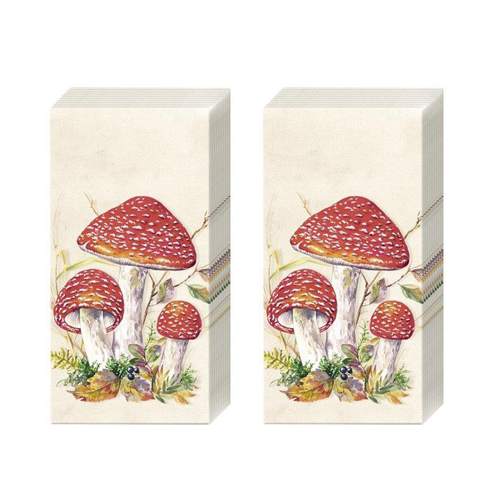 Toad Mushroom Cream IHR Paper Pocket Tissues - 2 packs of 10 tissues 21 cm square