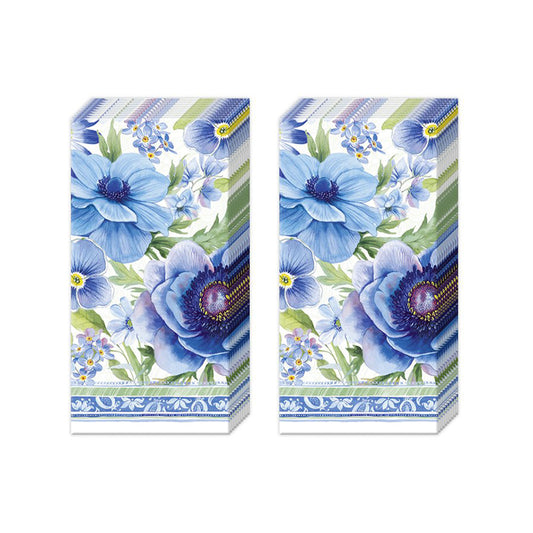 Spring Time Blues Flowers Light Blue IHR Pocket Tissues 2 packs of 10 Tissues 20cm sq