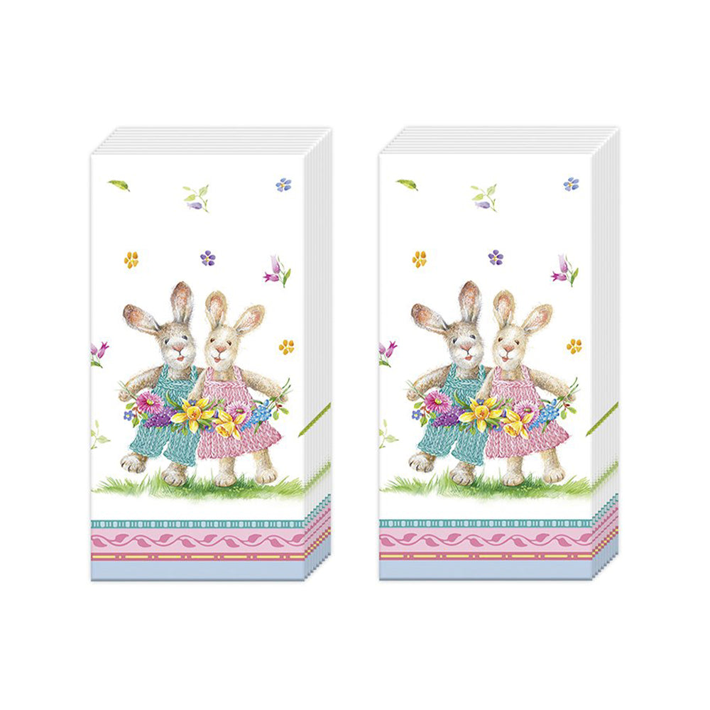 Spring Dance Easter Rabbit IHR Pocket Tissues 2 packs of 10 Tissues 20cm sq