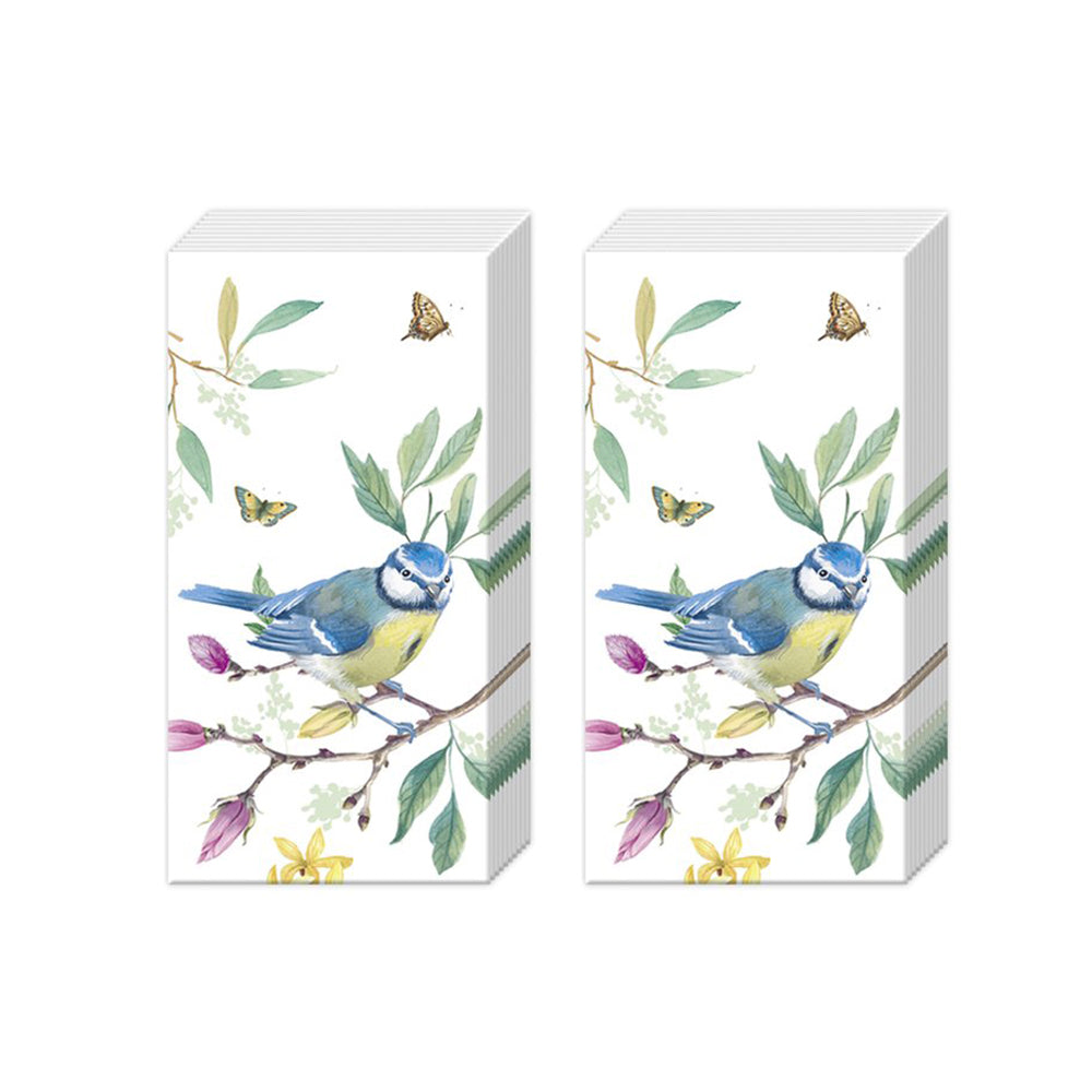 Spring Story Blue Bird IHR Pocket Tissues 2 packs of 10 Tissues 20cm sq