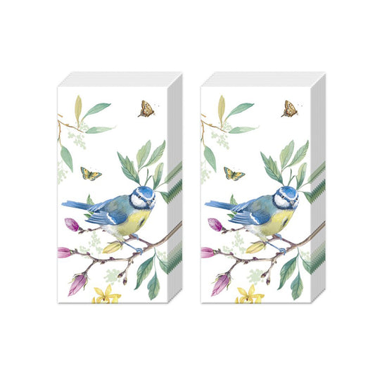 Spring Story Blue Bird IHR Pocket Tissues 2 packs of 10 Tissues 20cm sq