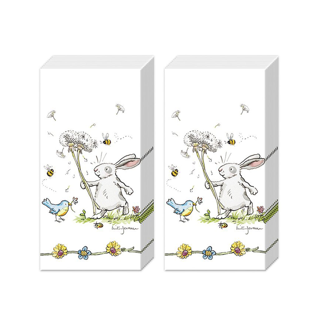 Summer Presents Rabbit Anita Jeram IHR Pocket Tissues 2 packs of 10 Tissues 20cm sq