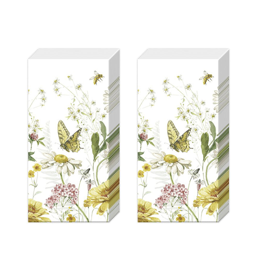 Wildflower and Butterfly IHR Pocket Tissues 2 packs of 10 Tissues 20cm sq