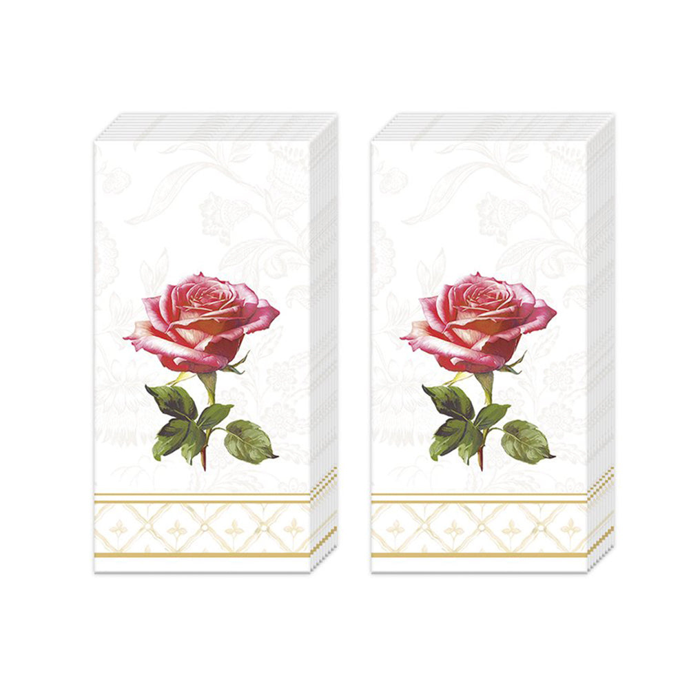 Queen of Elegance Rose IHR Pocket Tissues 2 packs of 10 Tissues 20cm sq