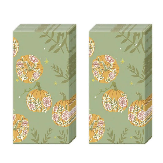 Pumpkins with Roses IHR Pocket Tissues 2 packs of 10 Tissues 20cm sq