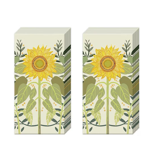 Sunflowers Cream IHR Pocket Tissues 2 packs of 10 Tissues 20cm sq