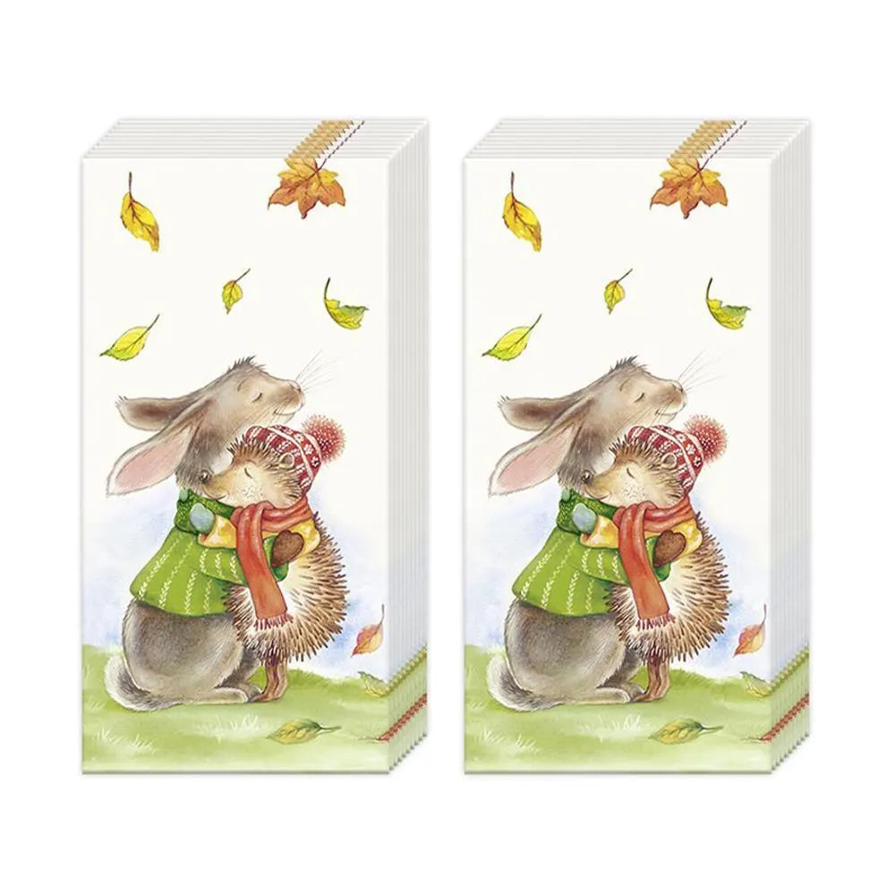 Best Friends Forever Rabbit Hedgehog IHR Pocket Tissues 2 packs of 10 Tissues 20cm sq