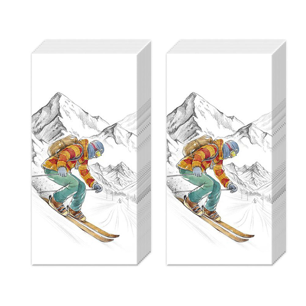 Black Ski Runs IHR Pocket Tissues 2 packs of 10 Tissues 20cm sq