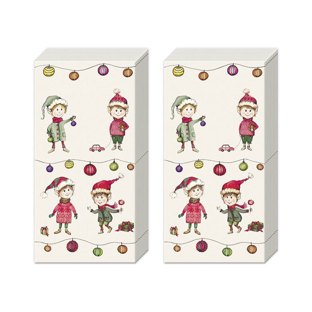 Elves at Work Christmas  IHR Pocket Tissues 2 packs of 10 Tissues 20cm sq