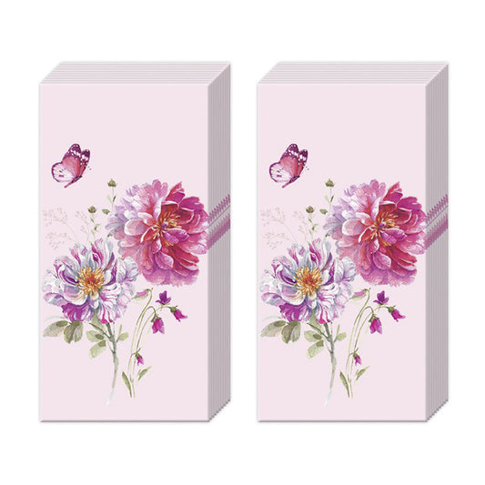 Jardin Rose Rose Pink Floral  IHR Pocket Tissues 2 packs of 10 Tissues 20cm sq