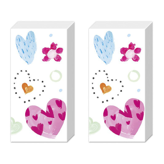 Joyful Hearts IHR Pocket Tissues 2 packs of 10 Tissues 20cm sq