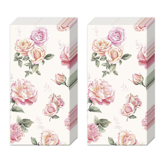 Beth Cream Roses IHR Pocket Tissues 2 packs of 10 Tissues 20cm sq