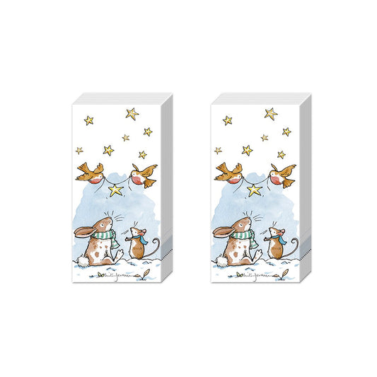 A Star for You Mouse Christmas  IHR Paper Pocket Tissues - 2 packs of 10 tissues 21 cm square