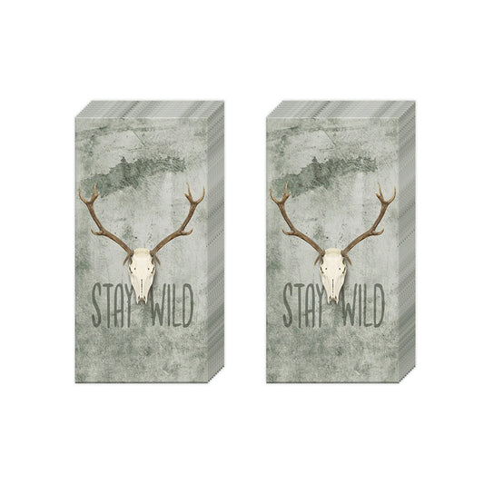 Stay Wild Deer Skull IHR Paper Pocket Tissues - 2 packs of 10 tissues 21 cm square