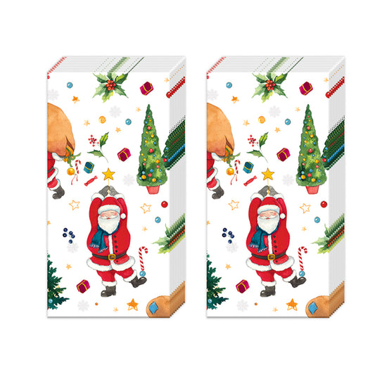 Santa's Look Christmas IHR Paper Pocket Tissues - 2 packs of 10 tissues 21 cm square