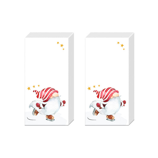 Neils Red Gnome Christmas IHR Paper Pocket Tissues - 2 packs of 10 tissues 21 cm square