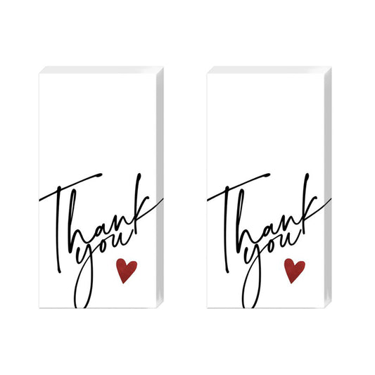 Thank Your with Red Hearts IHR Paper Pocket Tissues - 2 packs of 10 tissues 21 cm square