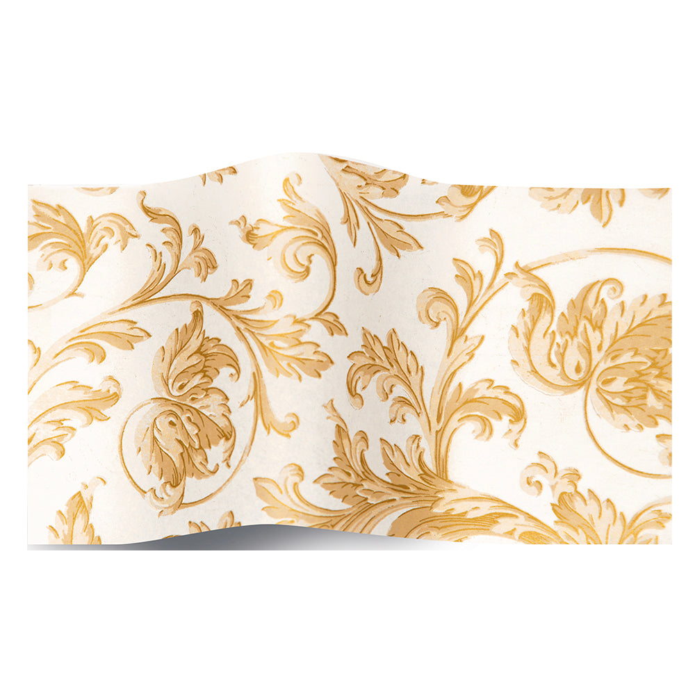 Elegance Gold Floral Swirl Tissue Paper 5 Sheets of 20 x 30" Satinwrap Tissue Wrapping Paper