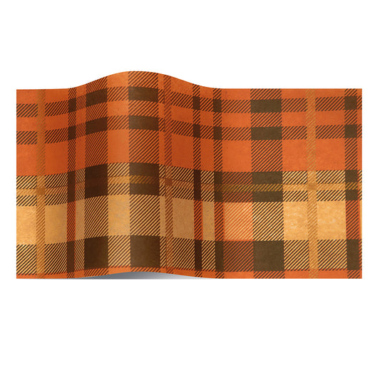 Desert Plaid Brown Check Tartan Tissue Paper 5 Sheets of 20 x 30" Satinwrap Tissue Wrapping Paper