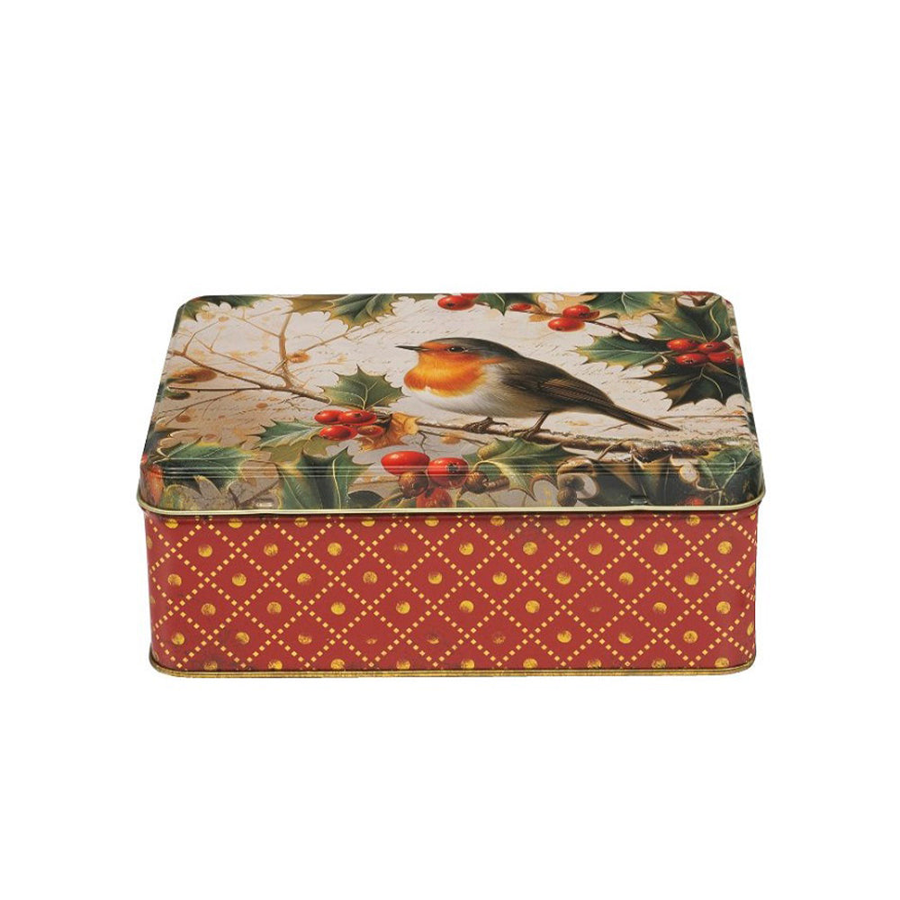 Robin Christmas  Deep Rectangular Tin 195 x 154 x 75mm
