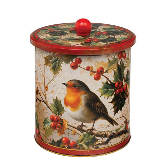 Robin Christmas Kitchen Medium Biscuit Barrel - 150(d) x 173mm