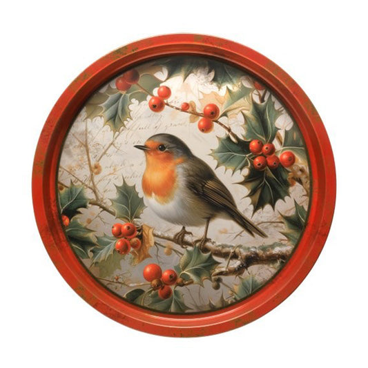 Winter Robin Christmas Deepwell Tray 300 mm (d)