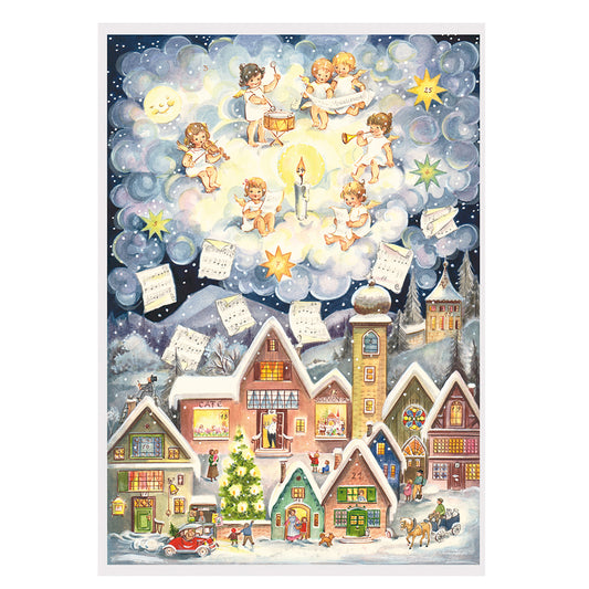 Richard Sellmer Verlag Carol Singing Children Traditional German A4 Advent Calendar 210 x 297 mm with envelope and glitter