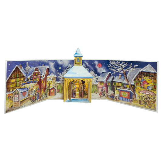 Panoramic Shops and Church 69 x 22 cm Richard Sellmer Advent Calendar