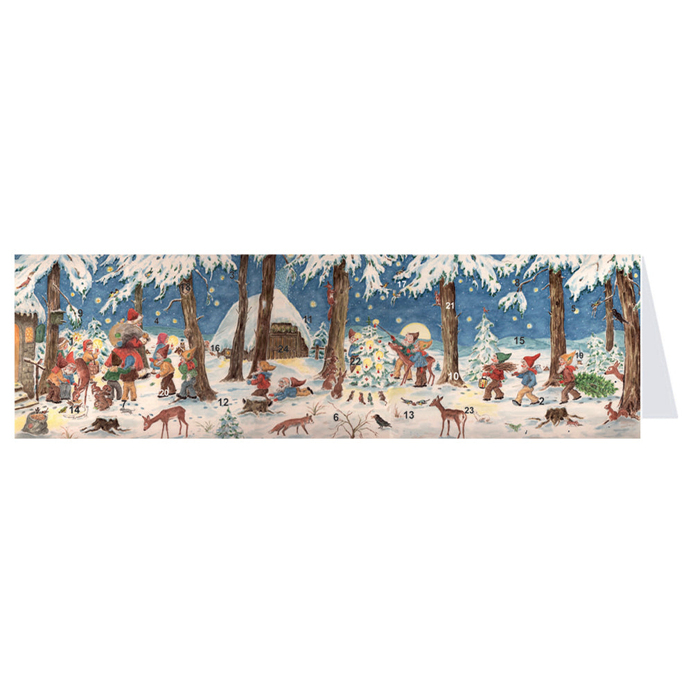 Snowscene Animals Richard Sellmer Panoramic Midi Advent Card 305 x 100 mm