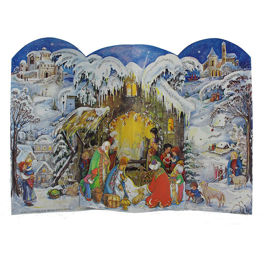 Nativity Richard Sellmer Advent Calendar 370 x 265 mm Two Part Freestanding glitter translucent windows