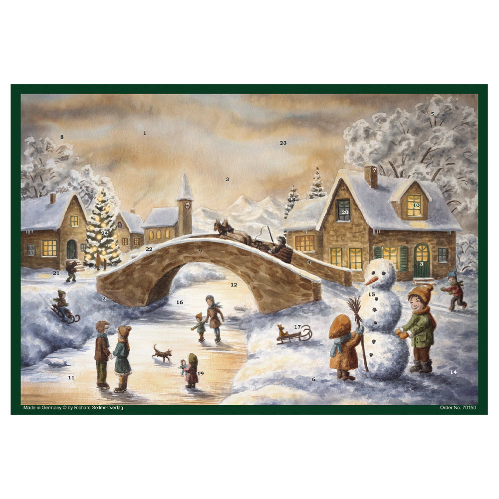 Snowman Frozen River Richard Sellmer Advent Calendar  355 x 265 mm glitter & translucent windows