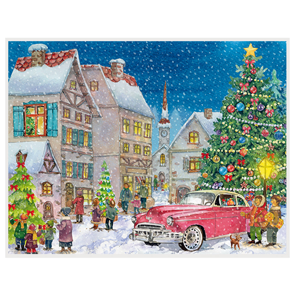 Celebration with Vinatge Red Car Richard Sellmer Advent Calendar  355 x 265 mm glitter & translucent windows