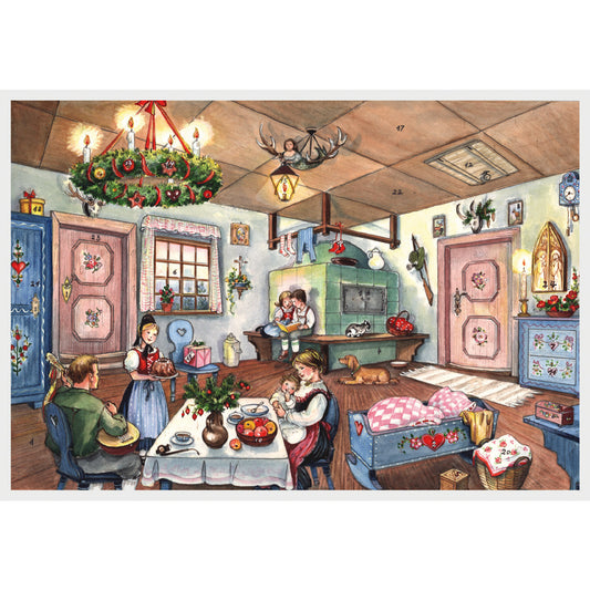 Snowscene Family Celebrating Richard Sellmer Advent Calendar 297 x 210 mm Glitter and Translucent Windows