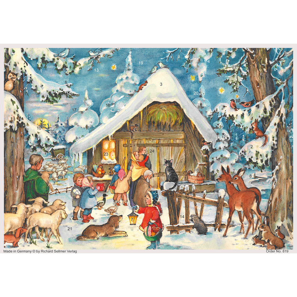 We wait in Front of the stable Sellmer Advent Calendar 297 x 210 mm Glitter and Translucent Windows