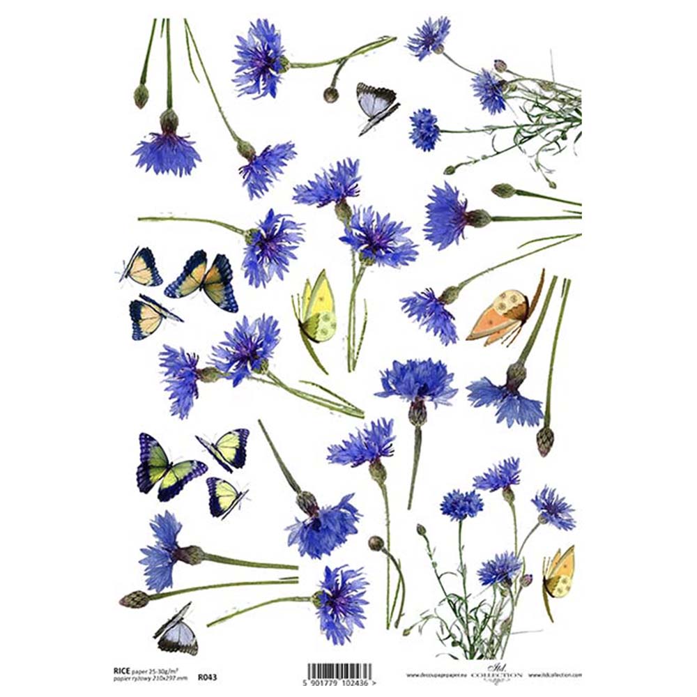 Cornflower Floral A4 ITD Rice Paper for Decoupage