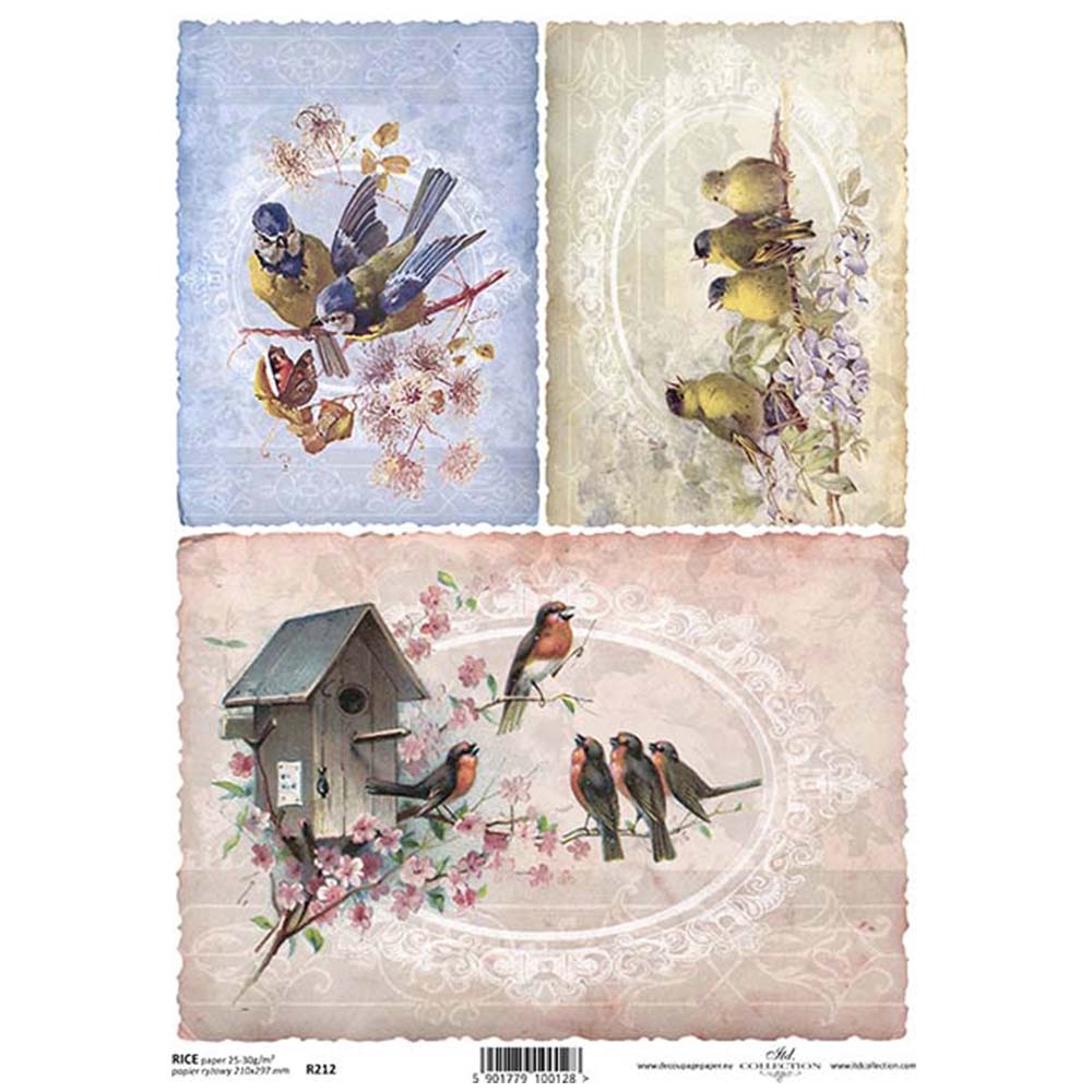 Birds A4 ITD Rice Paper for Decoupage