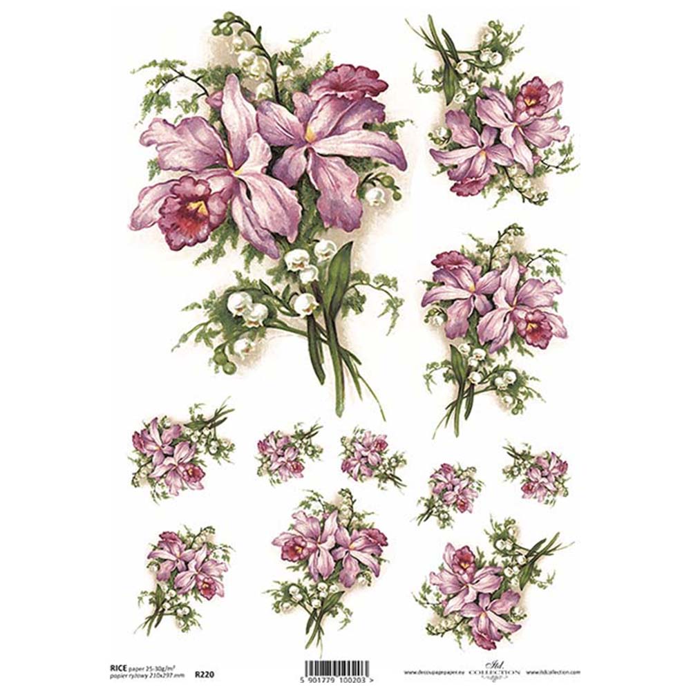 Pink Posies A4 ITD Rice Paper for Decoupage