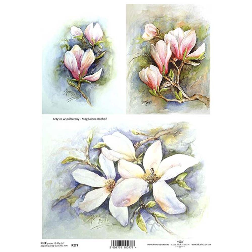 Magnolia Blossom Pink A4 ITD Rice Paper for Decoupage