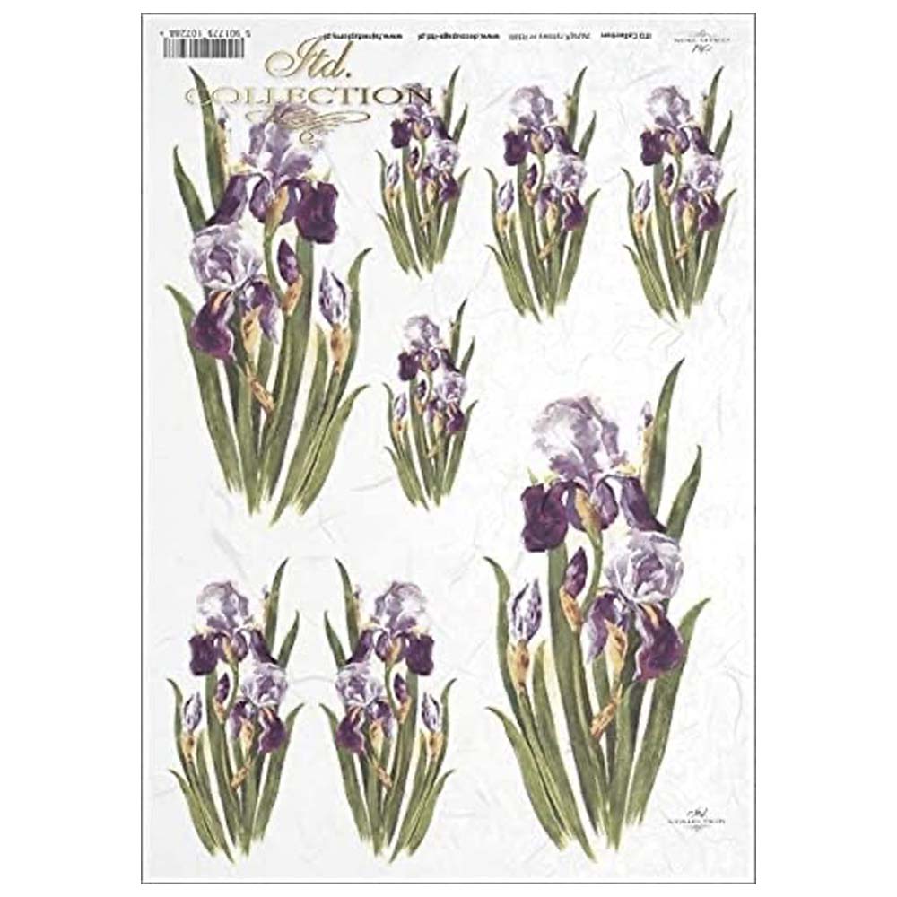 Purple and Lilac Irises (8 bunches) A4 ITD Rice Paper for Decoupage