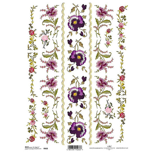 Purple Flowers Rice Paper Rice Paper A4 ITD Rice Paper for Decoupage