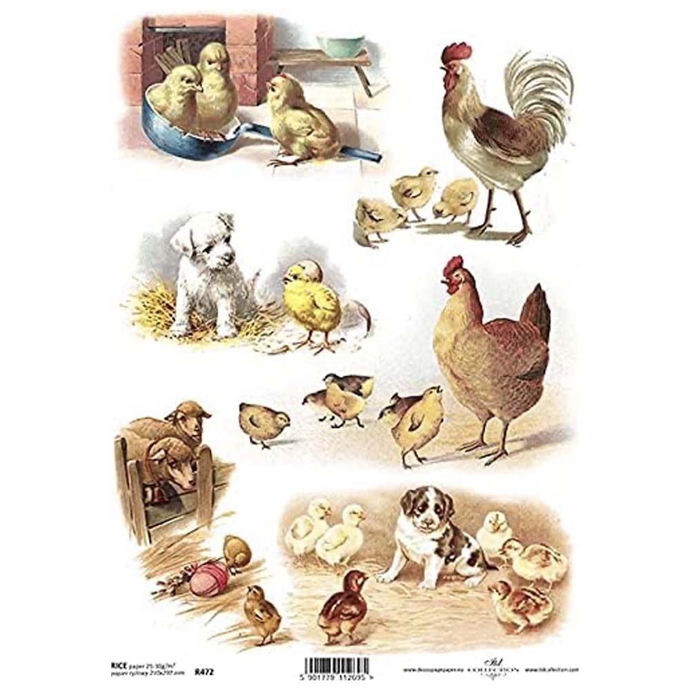 6 Easter Scenes Chickens Hens Rice Paper Rice Paper A4 ITD Rice Paper for Decoupage