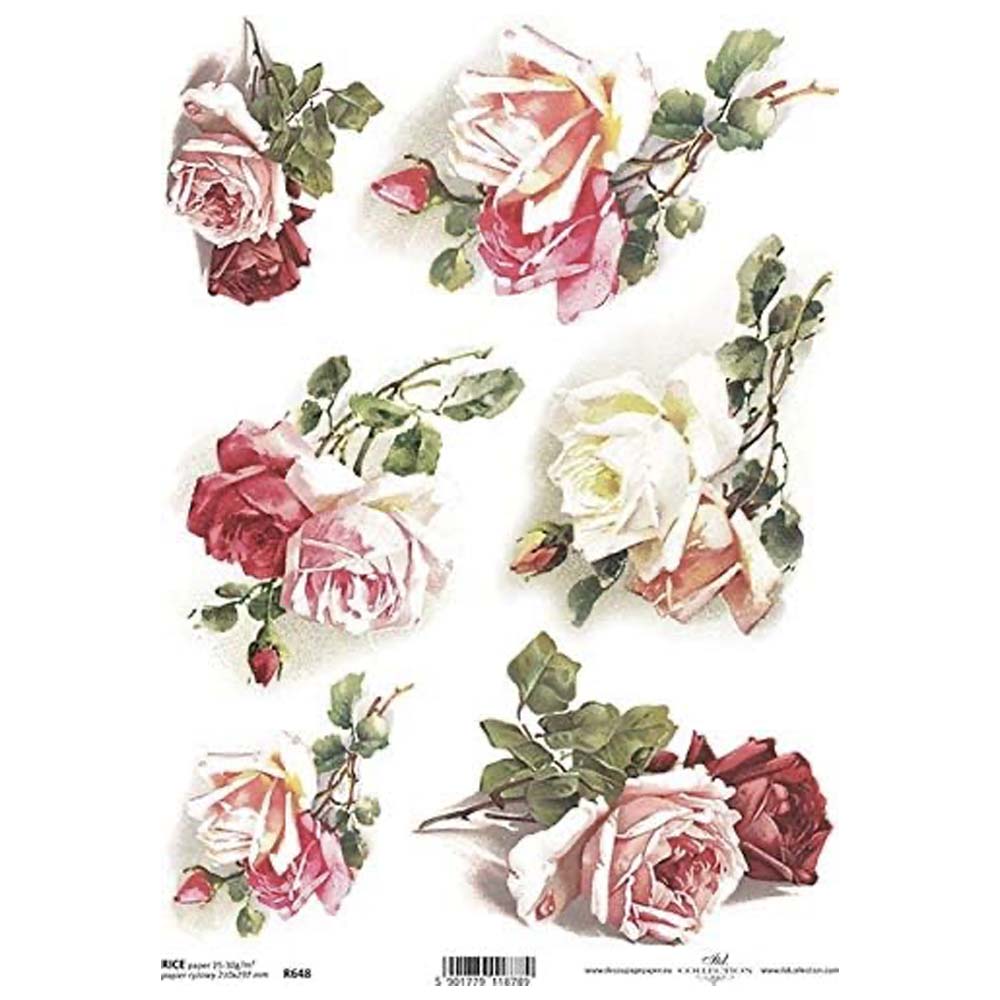 Pink Roses Rice Paper A4 ITD Rice Paper for Decoupage โ Most Delicious ...