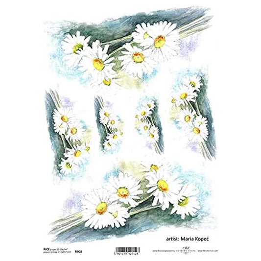 Daisy Flower Bunches Rice Paper A4 ITD Rice Paper for Decoupage